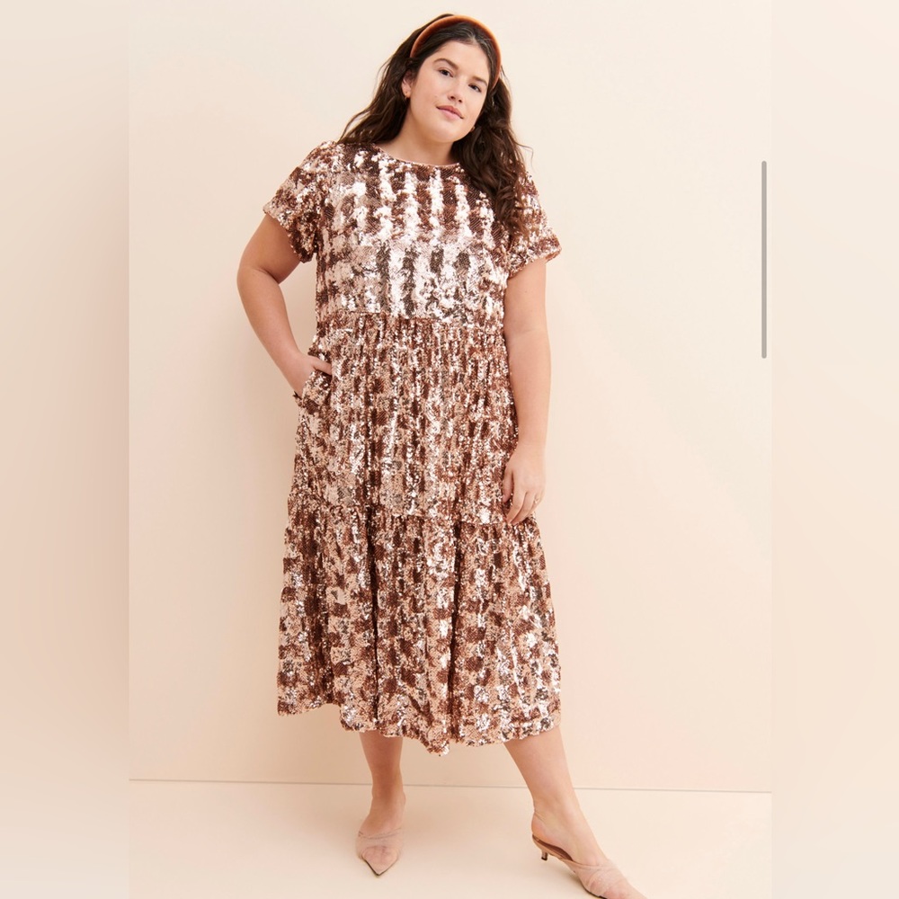 Anthropologie Maeve Bernadette sequin midi dress